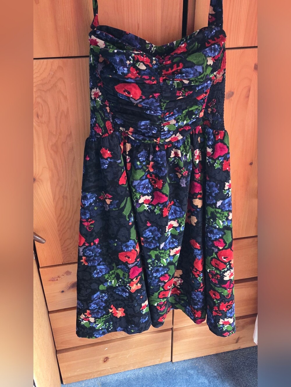 HD In Paris By Anthropologie Paca Navy Blue Floral Corduroy Jumper Dress Size 8